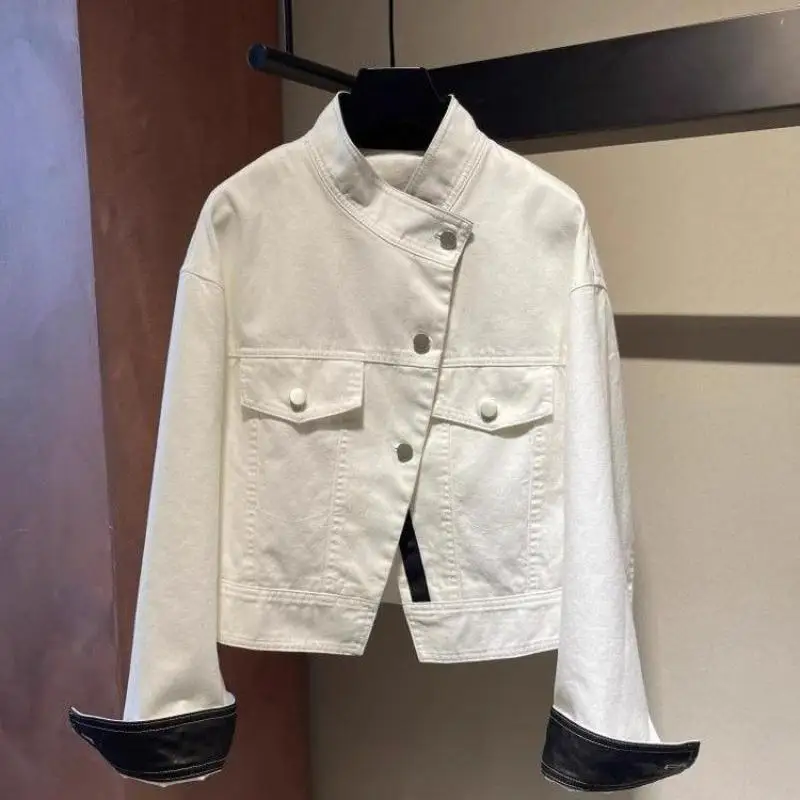 Hot 2026 Spring Autumn Newwomen Clothing American Retro Stand Up Collar Workwear Jacket Loose Casual Temperament Versatile Tops