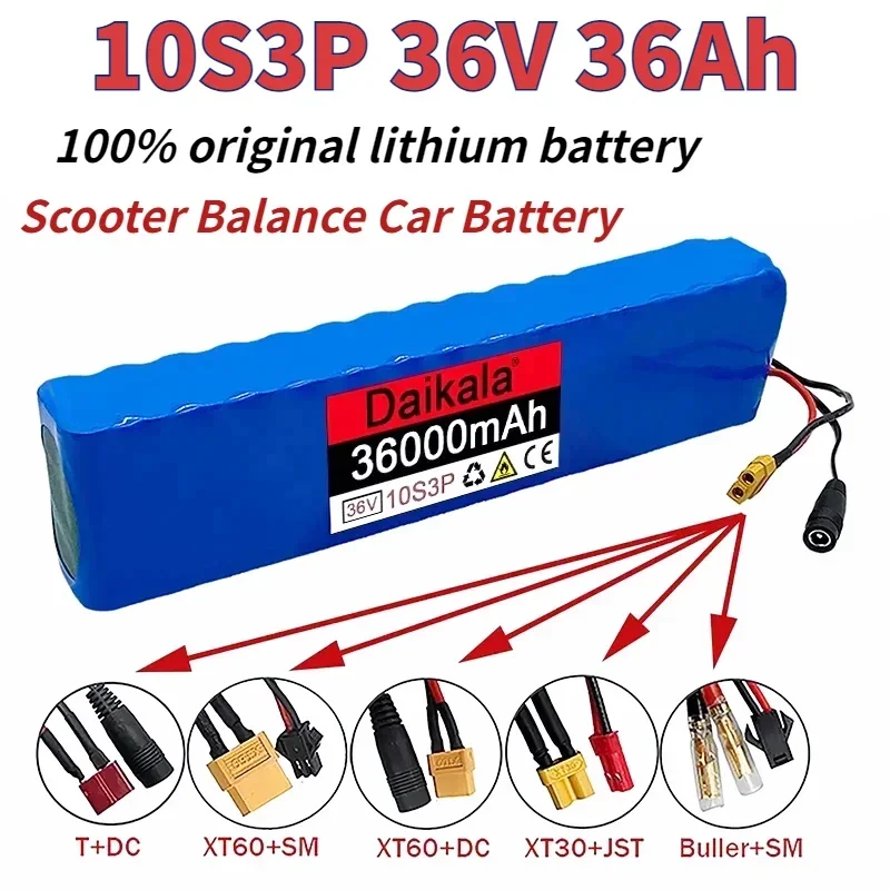 

Rechargeable Lithium Battery 10S3P 36V 36Ah 18650 600W, Used for Bicycles, Scooters, and Electric Vehicles with BMS