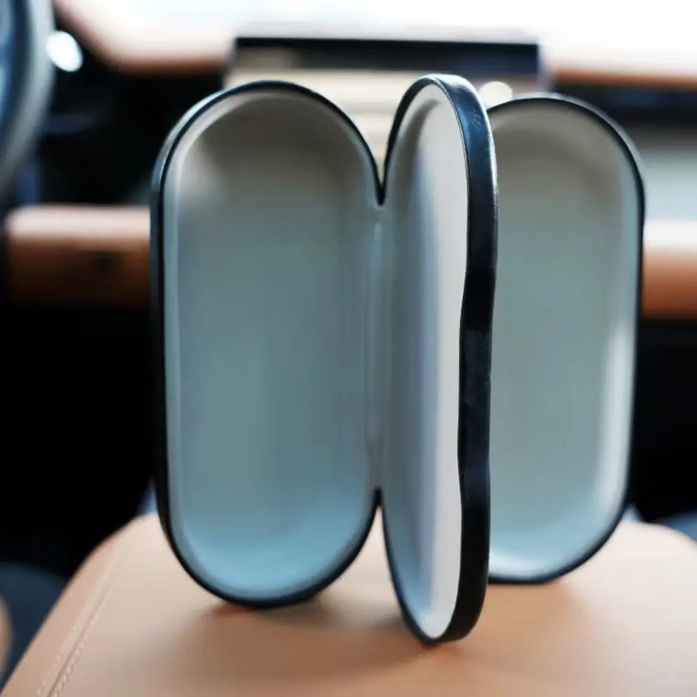 충격 방지 듀얼 레이어 안경 상자 럭셔리 내장 거울 가죽 안경 케이스 PU 안경 보호 케이스 숙녀 안경