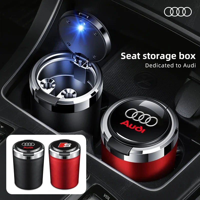 Car Ashtray Portable Multi-function Lid Ashtray for Audi Sline A3 A4 B8 8P 8V B6 A5 A6 C7 Q5 B9 B7 C6 A1 Q7 LED light auto parts