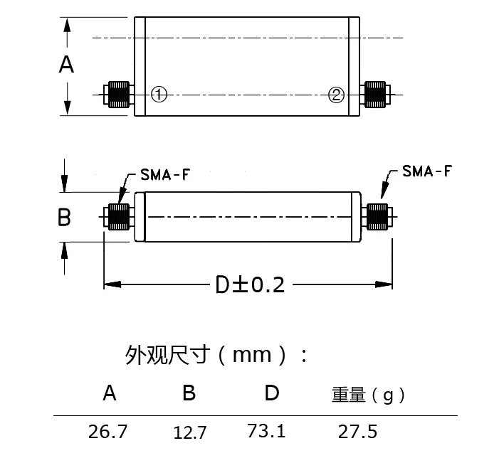 118 ~ 136MHz Aviation Band Bandpass Filter, antarmuka SMA