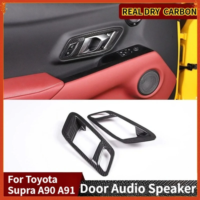 

Для Toyota GR Supra A90 A91 MK5 19-22 настоящее сухое углеродное волокно аудио динамик кольцо дверная чаша ручка рамка крышка аксессуары для интерьера