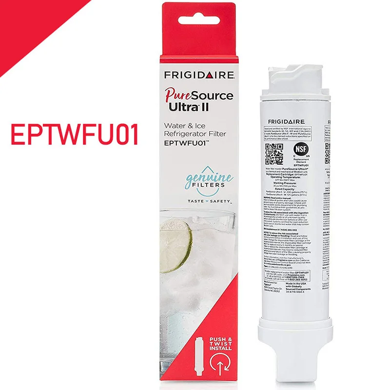 NSF Certified Brand Genuine EPTWFU01 Refrigerator Carbon Filter Water and Ice Compatible Frigidaire Puresource Ultra II Purifier