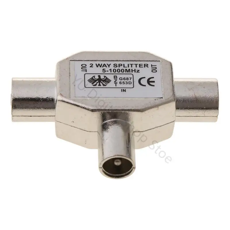 96BA 2-Wege für T-Splitter, 1 x Stecker auf 2 x Buchse, Metall-Koax-Koaxial-TV-Antennenadapter – Detail 3