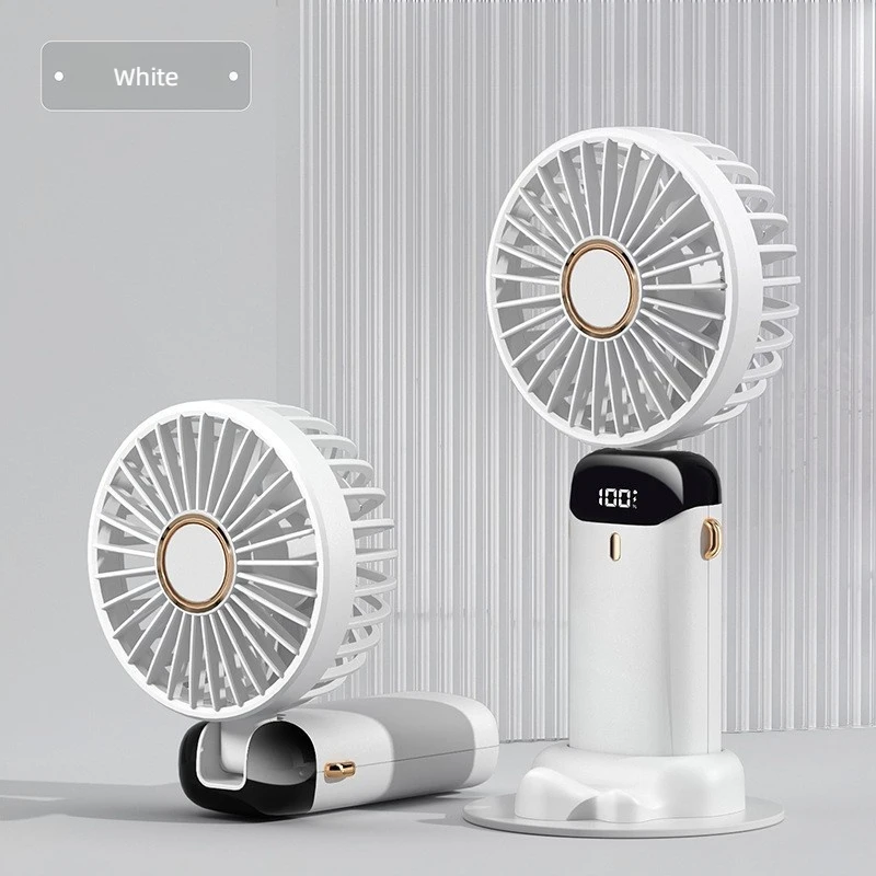 

Handheld Mini Fan USB Charging Digital Display Foldable Portable Desktop Outdoor Neck Hanging Phone Stand Display Screen