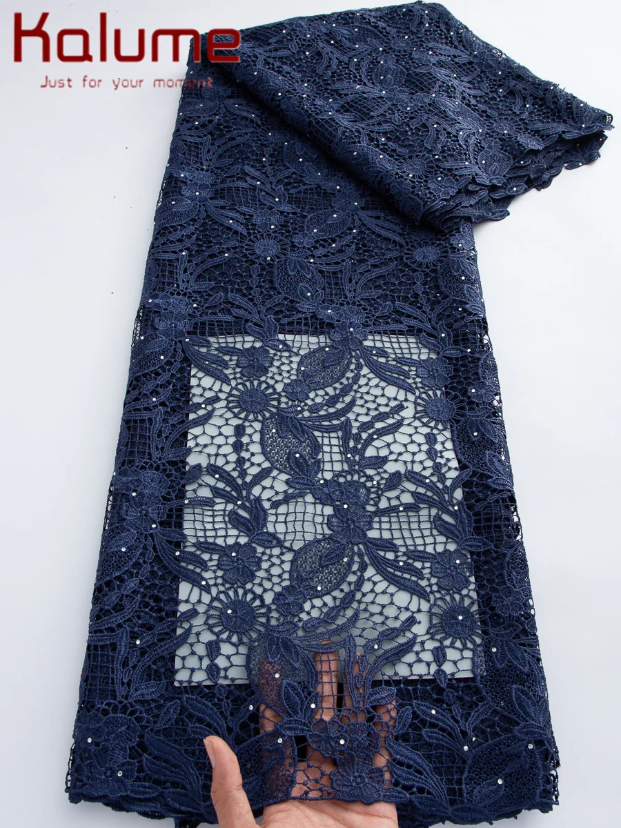 Kalume 2026 High Quality Embroidery French Guipure Cord Lace Fabric African Lace Fabric for Nigerian Wedding Dresses F3630