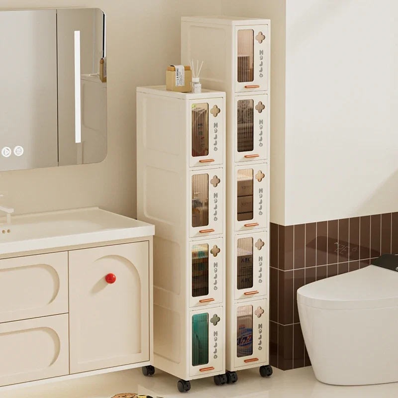 

Slim Mobile Storage Cabinet, Space-Saving Narrow Drawer Organizer, Minimalist Multi-Purpose Design For Kitchen/Bathroom/Living