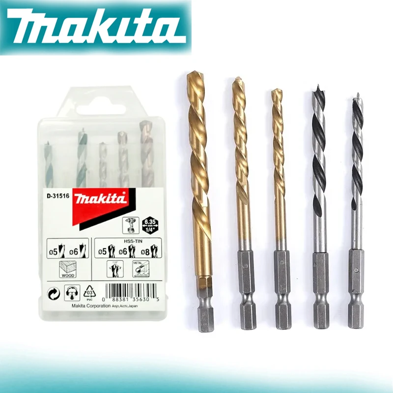 

Makita D-31516 Drill Bit Assortment For Wood Metal Hex Shank 5/6/8MM Sturdy Durable Tools Accessories