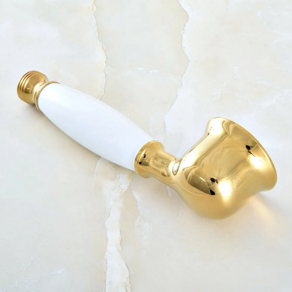 Telephone Style Ceramics Hand Held Bathroom Shower Head / Golden Brass Finish Bathroom Handheld Shower Head Accessory thh048