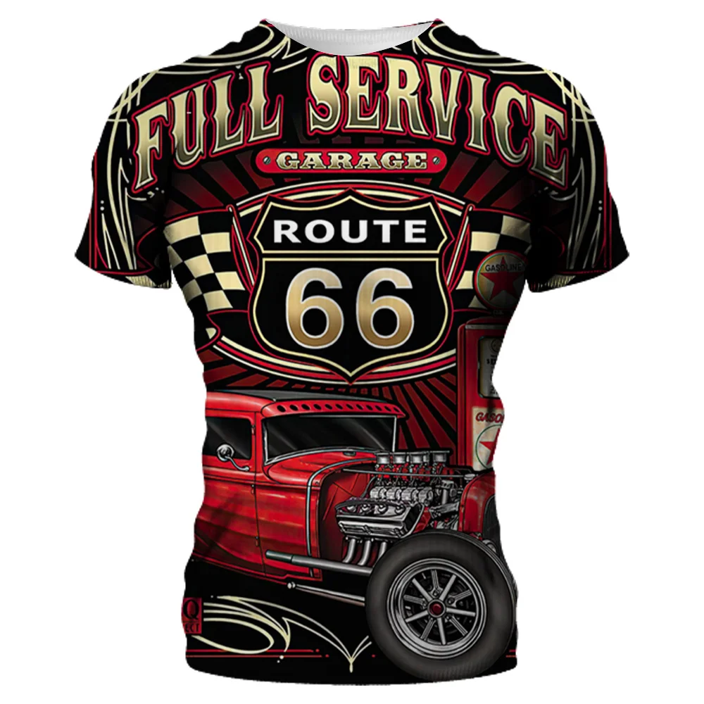 Camiseta con estampado de Ghost Route 66 para hombre, ropa informal holgada de manga corta, Tops, ropa de calle de gran tamaño, novedad de 2024