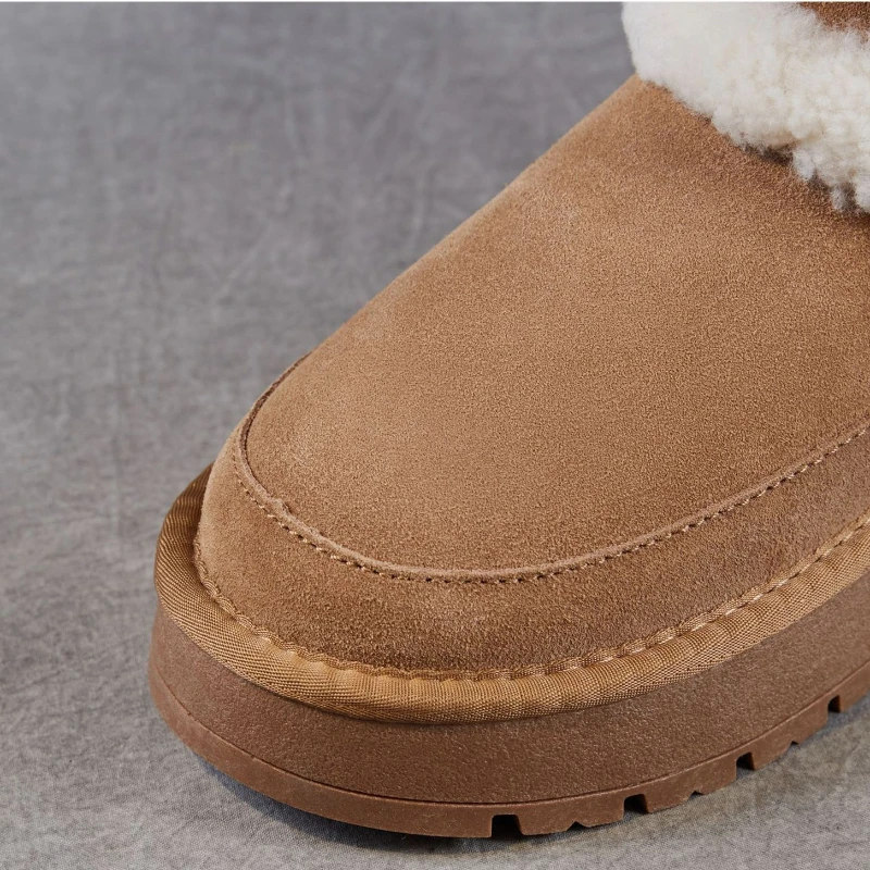 حذاء نسائي للكاحل، حذاء قصير، حذاء شتوي ببطانة سميكة وعزل، أنيق ومتعدد الاستخدامات، حذاء شتوي بنعل سميك #3