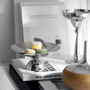 Luxury silver dessert plate of high -foot stainless steel dish to serve fruit dishes for cake decoration for home kitchen table 10 Main Luxury Frute Sales - №6