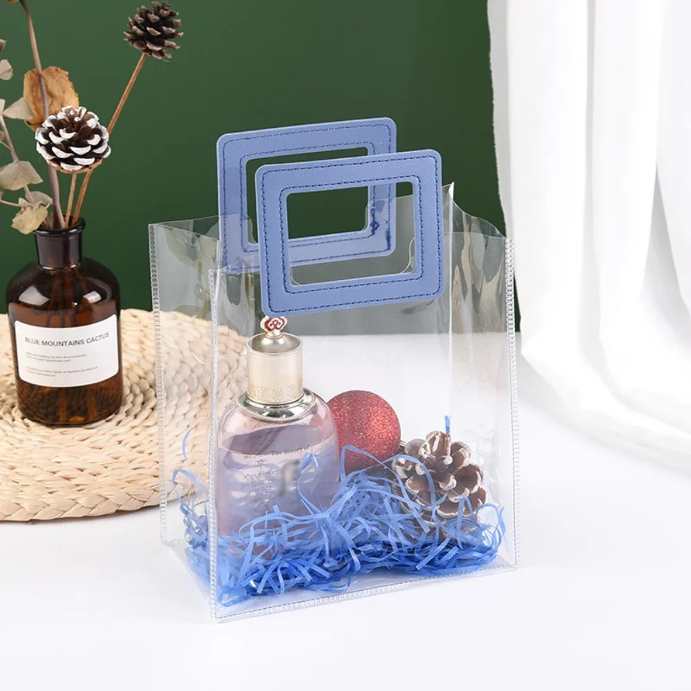 

Gift PVC Transparent Flexible Tote Bag/ Shopping Bag/ Goodie Bag/ Packaging Bag/ Plastic Grocery Bag/ Flower Bag