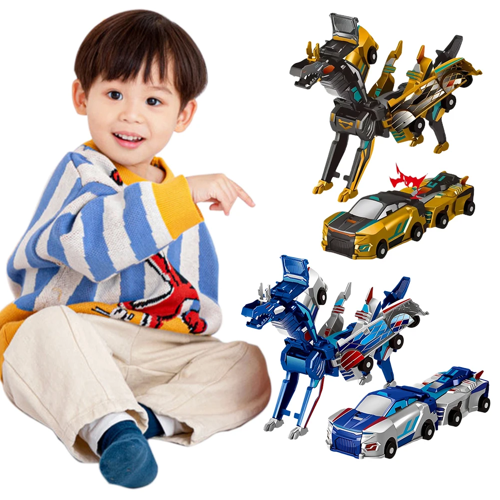 

Collision Transforming Dinosaur Car Toy Car Transform Unicorn Figurines Pegasus Unicorn Magnetic Impact Deformation Car for Kids