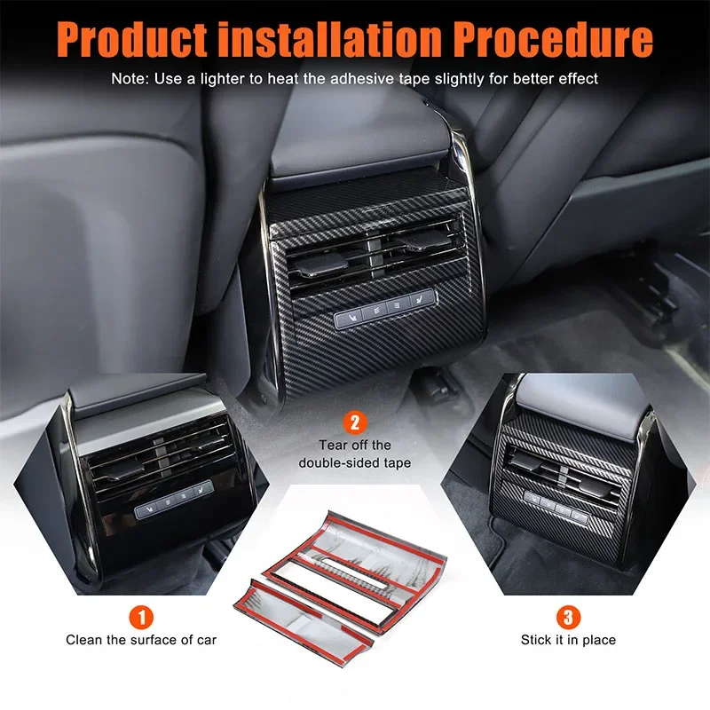 For Land Rover Range Rover Sport 2023+ ABS carbon fiber car rear air conditioning outlet frame sticker car interior accessories