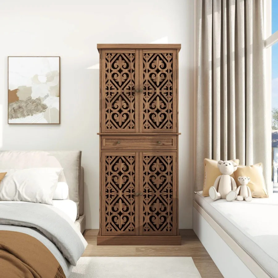 

4 Door Cabinet with 1 Drawer with 4 Adjustable Inner Shelves Storage Cabinet
