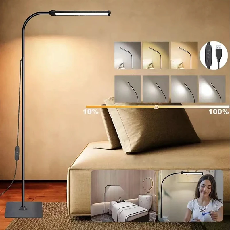 

120LED Floor Lamp For Living Room Adjustable Gooseneck Stand Light Dimmable Indoor Bedroom Standing Reading Light Office