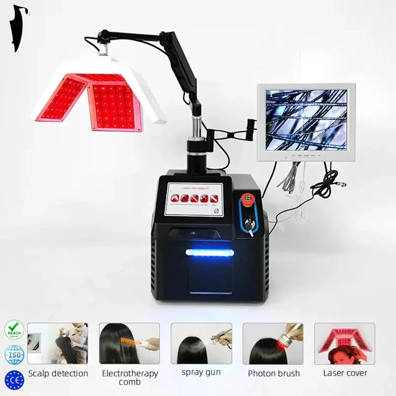 Anti-Hair Loss Hairline Detection Bald Ozone Treatment Laser Hair Regrowth System Comb Hair Massage Hair Follicle Machine Salon