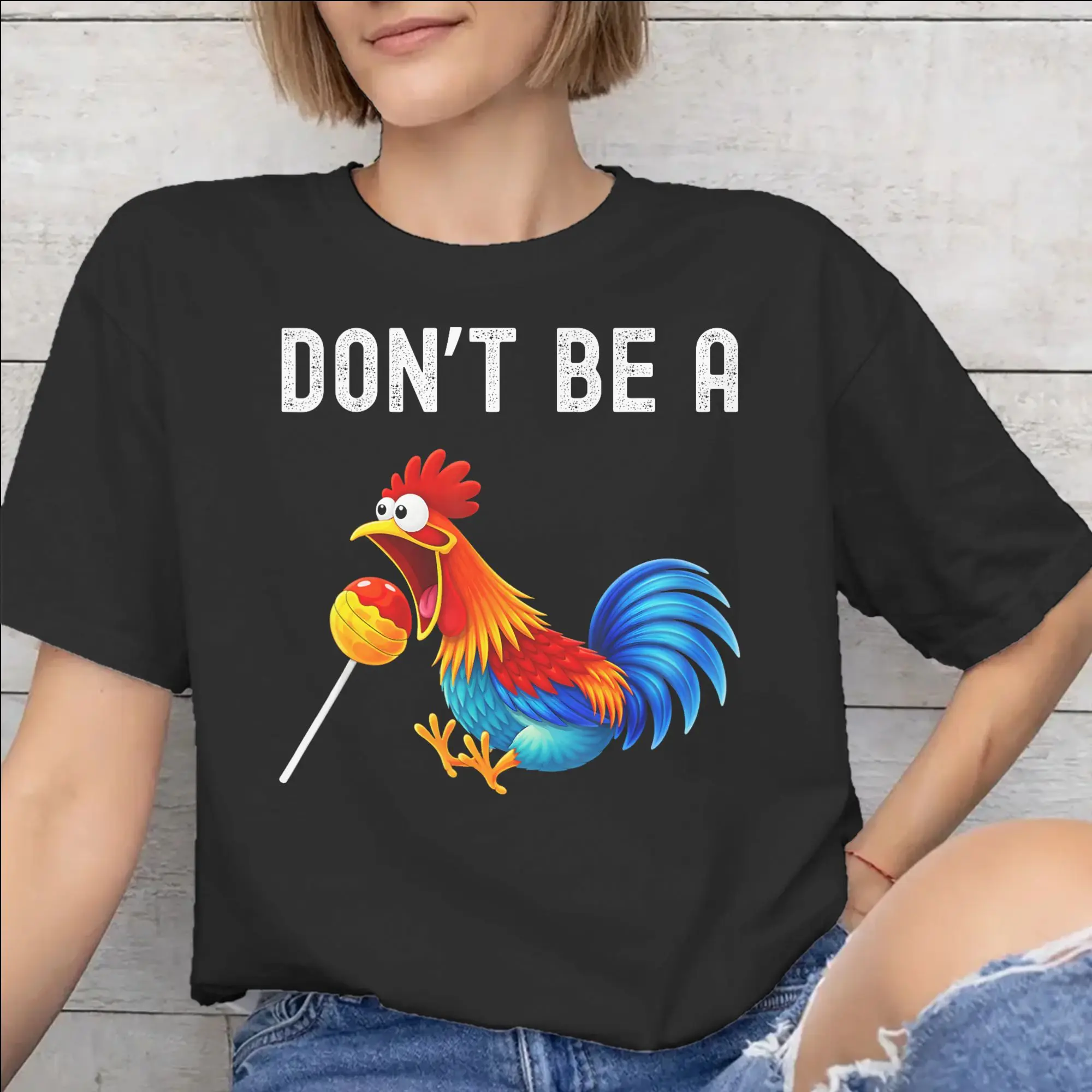 Don't Be A Sucker Funny Chicken Meme Print T Shirts Men Women  Pure Cotton  Tee Shirt Clothing