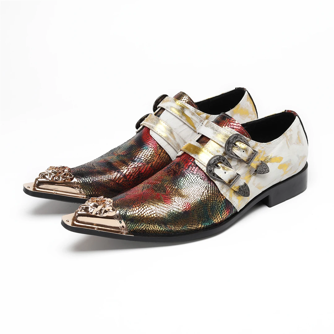 

Men's casual leather shoes, formal dress, banquet party, rock denim, block shoes