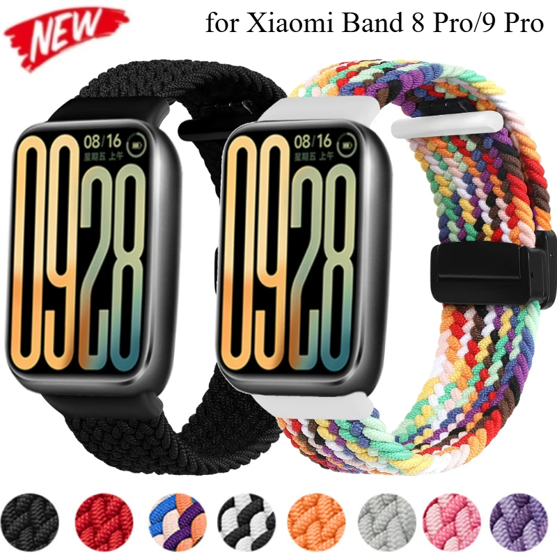 Nylon Braided Magnetic Buckle Strap for Xiaomi Band 8 Pro/9 Pro Watchband Breathable Adjustable Wristband for Redmi Watch 4 Belt