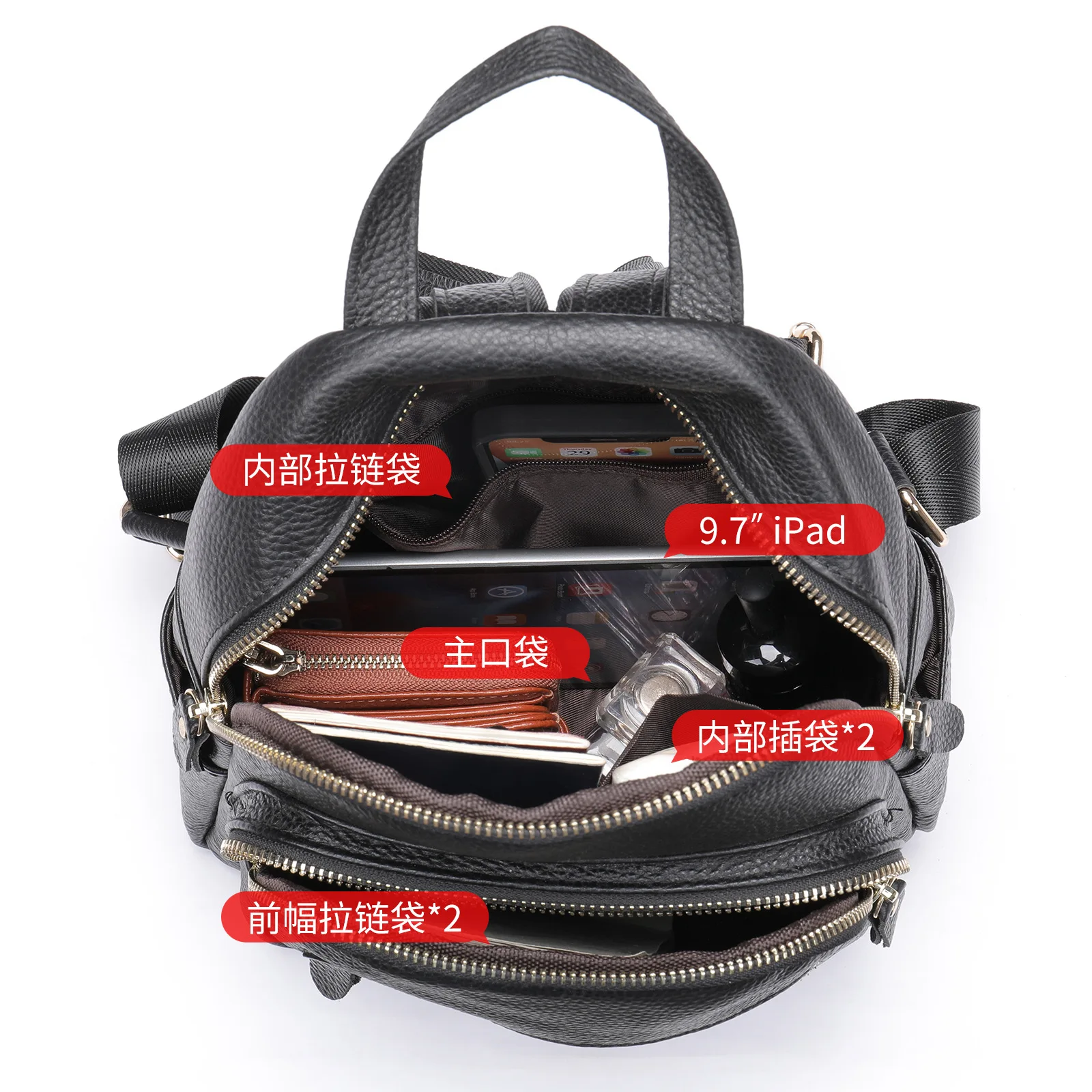 حقائب ظهر نسائية صغيرة جديدة من الجلد الطبيعي حقيبة ظهر للسفر في الهواء الطلق من جلد البقر الطبيعي حقيبة مدرسية للنساء في الحرم الجامعي #3