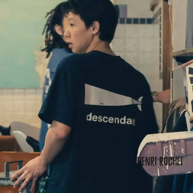 

2025 Summer NEW Descendant DCDT T Shirt Men Women Big Whale Print Cotton Short Sleeve Japanese Toru Nish Reetwear