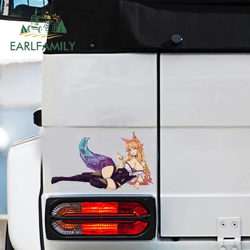 EARLFAMILY 13cm x 7.6cm for K.DA AHRI League of Legends Car Stickers Sunscreen Simple Decals Cute Vinyl Car Door Protector