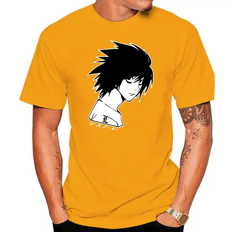 Death Note L T-Shirt, Kira Yagami Ryuk Japanese Kanji, Lawliet Anime Men Black T New Fashion Tee Shirt