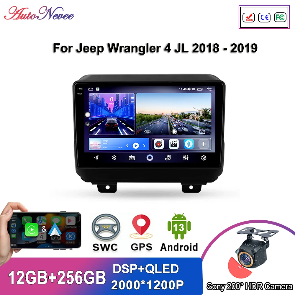 

Android Car DVD For Jeep Wrangler 4 JL 2018 - 2019 Auto Radio Multimedia Player Stereo Head Unit GPS Navigation No 2din DVD HDR