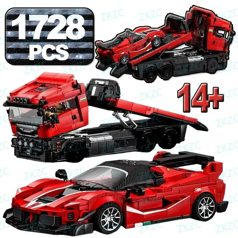 

В НАЛИЧИИ MOC, комплект креативного прицепа, строительные блоки, модель спортивных машин и грузовиков, кирпичи, сборка игрушек для детей, подарочный набор