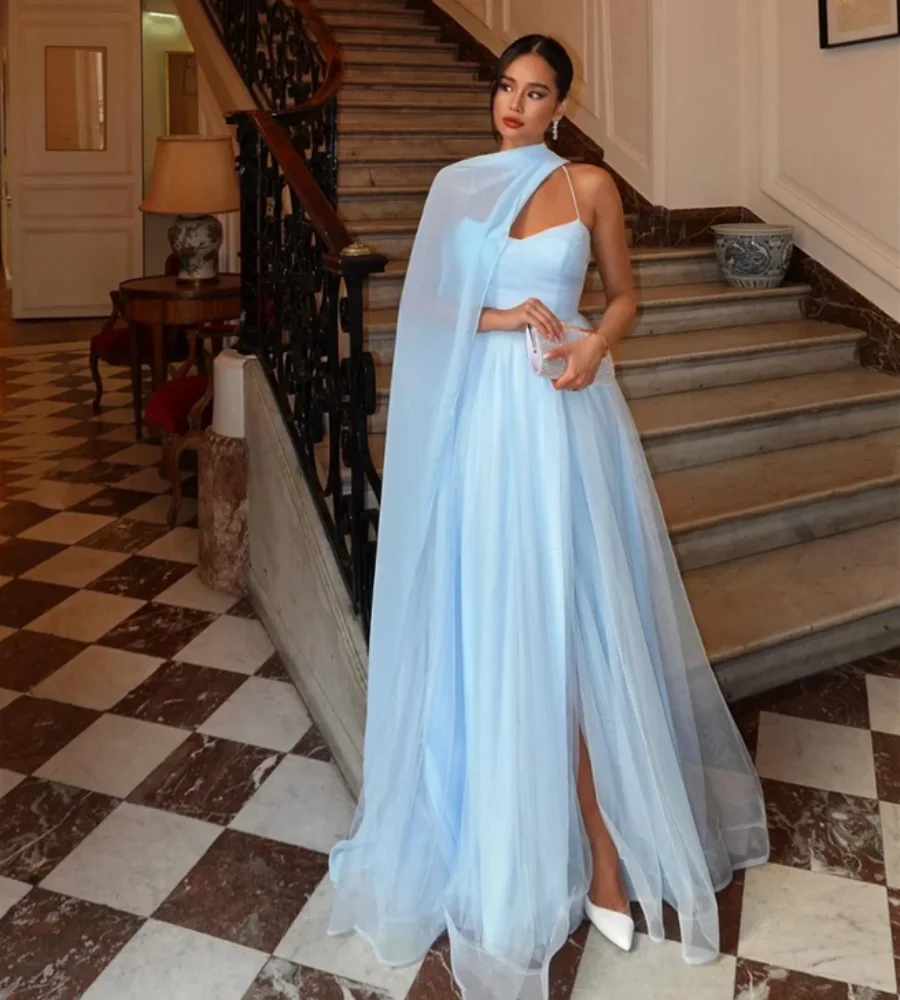 OUSIRUI  Wedding Dress Elegant Lady Light Blue Prom Dresses Tulle A-shaped Evening DressFairy Party Dress 2024