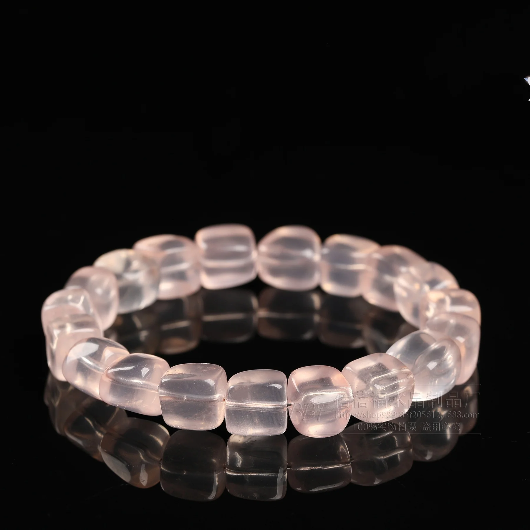 5A cuarzo rosa cristal blanco Herkimer diamante cuadrado barroco 9-10mm pulsera 18cm joyería al por mayor Natural 1 pieza