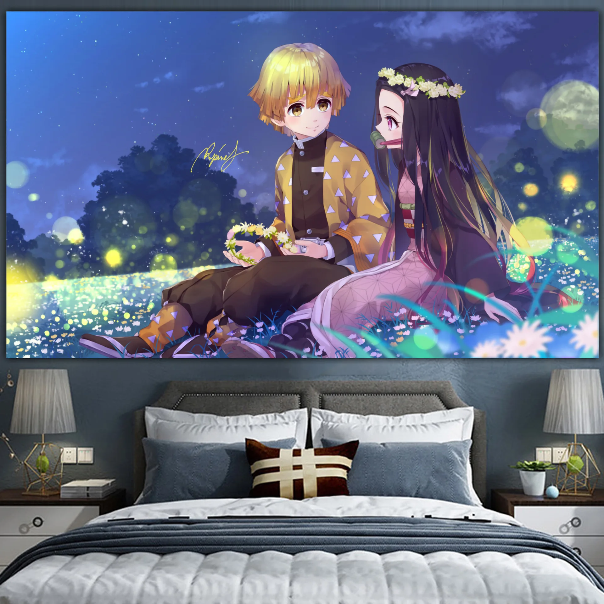 Japanese Anime Demon Poster Tapestry Home Decoration Wall Art Tapestries Room Decor Dormitory Cloth Gift Wall Hanging Fabric