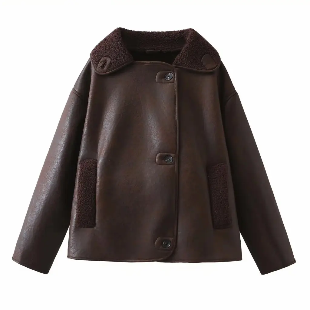 Jaqueta de veludo feminina europeia casual pele solta tudo-em-um topo quente para outono e inverno moda outerwear