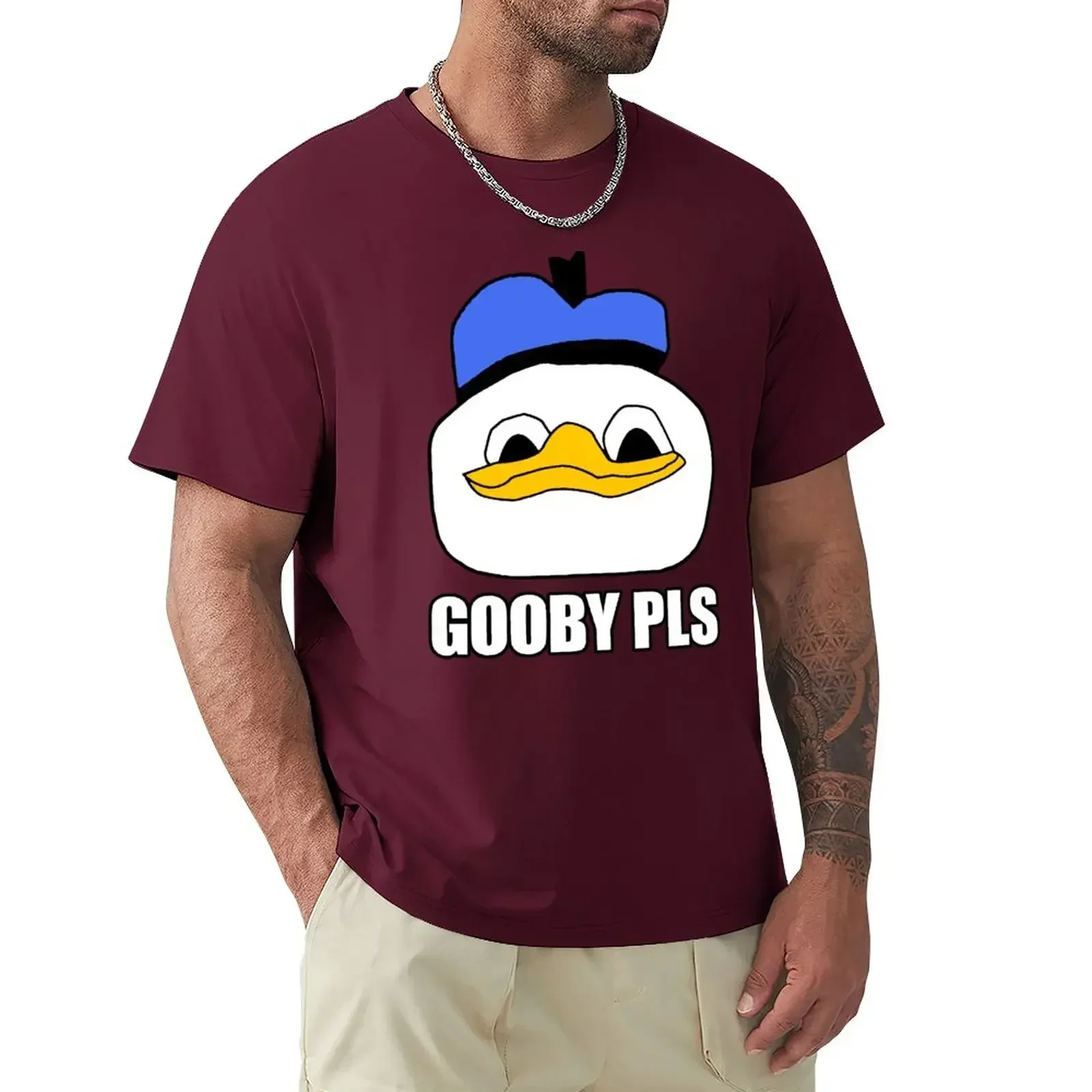 Sports Fans Korean Fashion Mens Graphic T-shirts Hip Hop Dolan Duck Meme (Gooby Pls) T-Shirt  Clothing Graphic Oversized Summer