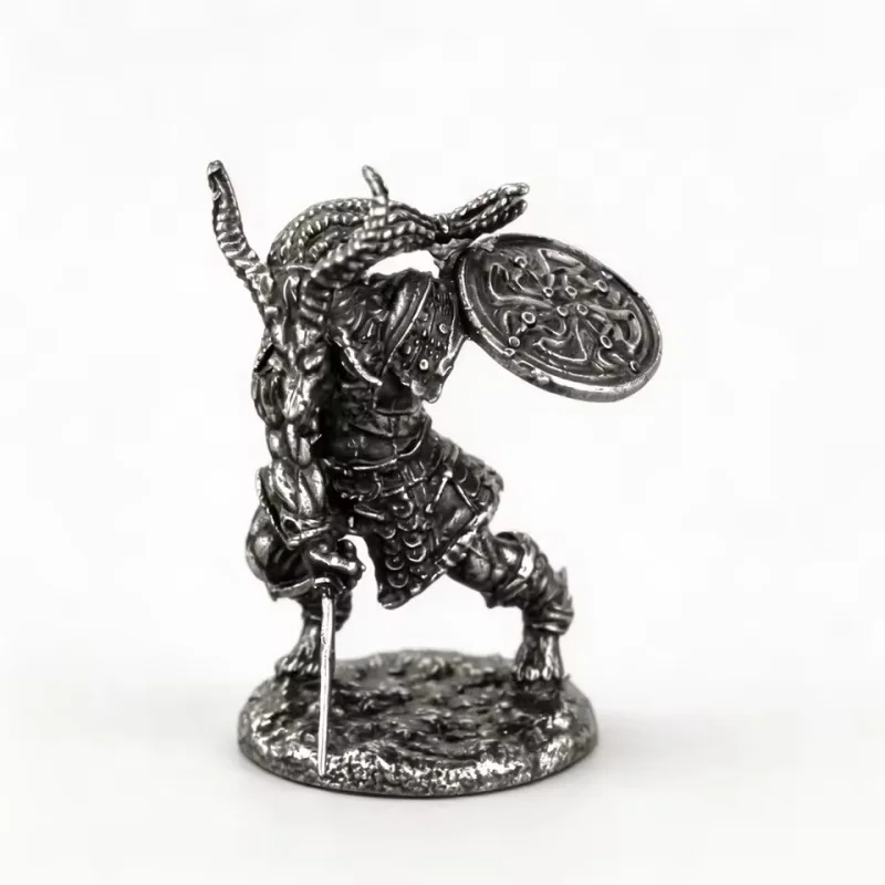 White Copper Metal Minotaur Warrior Miniature, Finished Tabletop Wargaming Decor Figurine, Collectible Metal Figure Gift