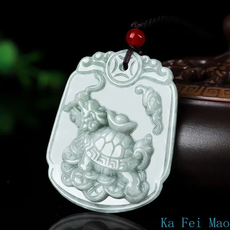 

Natural A-grade Jade Ingot Dragon Turtle Ice Type Pendant Men's Necklace Women's Gifts Charms Jewelry Drop Shipping Necklace