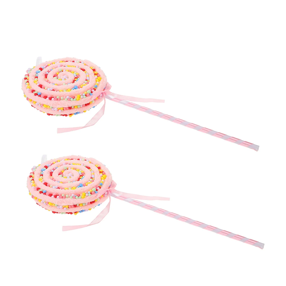 

2 Pcs Lollipop Props Cosplay Christmas Tree Decorative Fake Lollipops Plastic