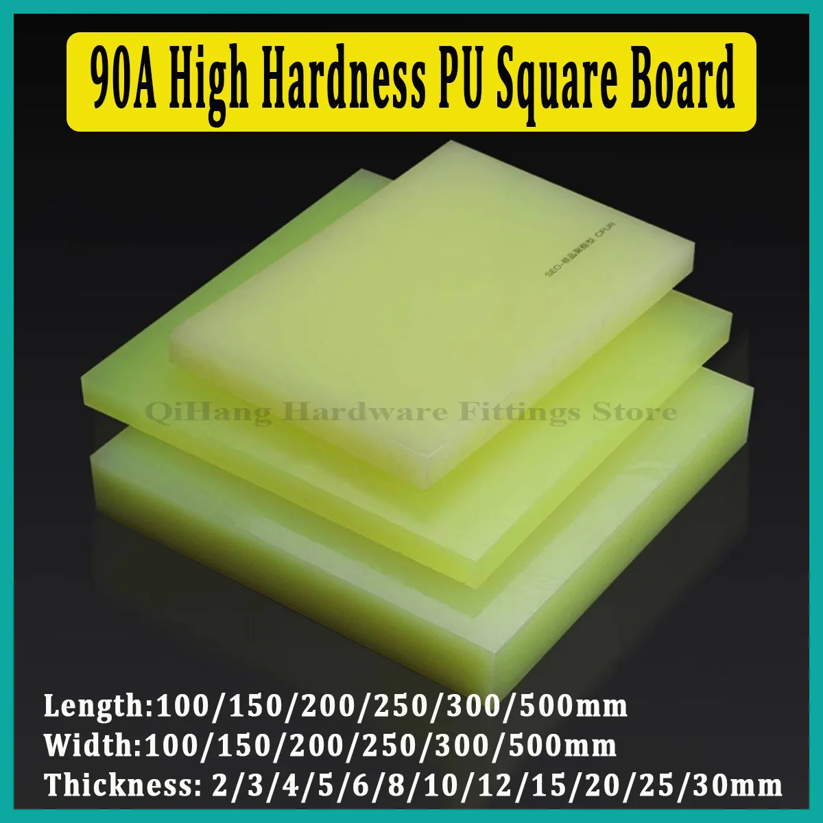 

90A High Hardness PU Square Board, Oil & Wear Resistant Shockproof Plate, Custom Machining Industrial Mechanical Parts