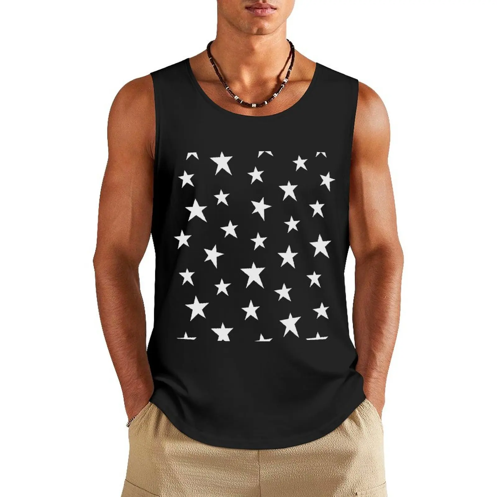 

Rustic Stars on Navy Blue Tank Top gym Men's summer vest gym for men Sleeveless men