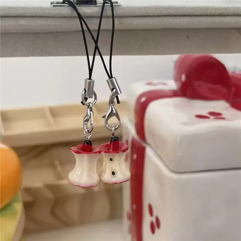 Inspirador bonito engraçado apple telefone corrente pingente versátil chaveiro bestie presente doce saco charme