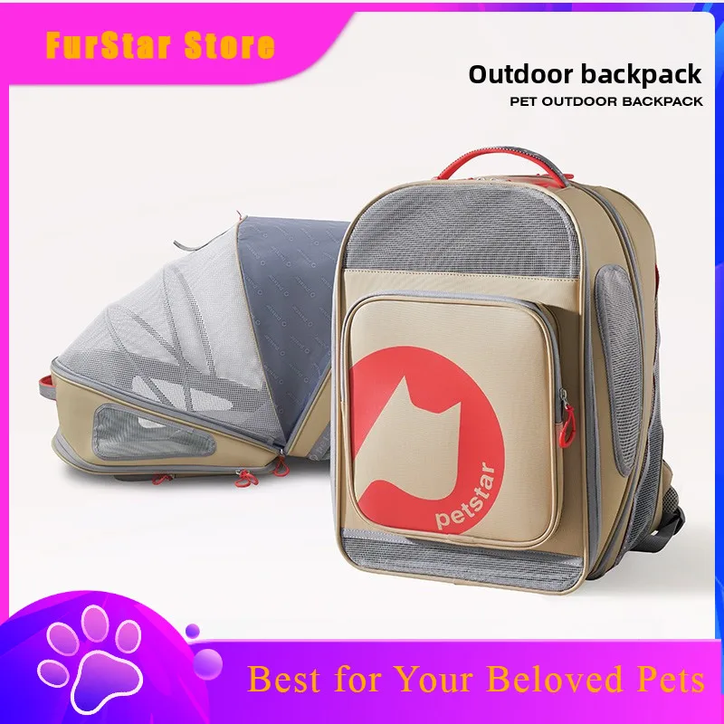 FurStarBreathable Pet Backpack Expandable Portable Cats Travel Bag Cat Carrier Backpack Mochila Gato Small Dog Bags Transportin