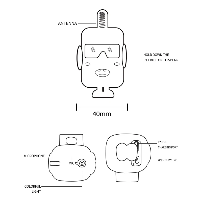 Mini Walkie Talkie infantil, Intercomunicador pai-filho, Transceptor de mão, Rádio bidirecional, Presente de aniversário