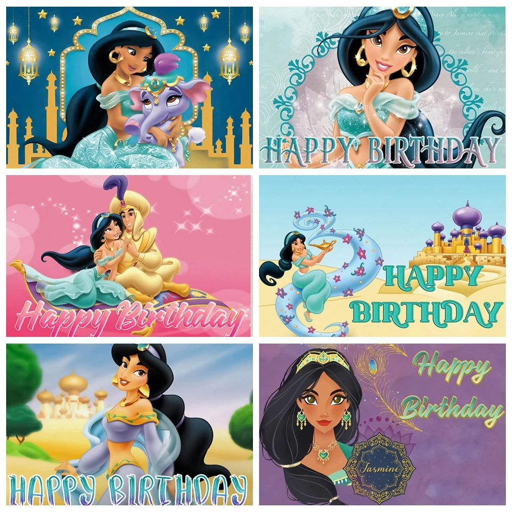 

Jasmine Princess Aladdin Birthday Party Decoration Background Baby Shower Girl Kids Birthday Photography Banner Custom Supplies