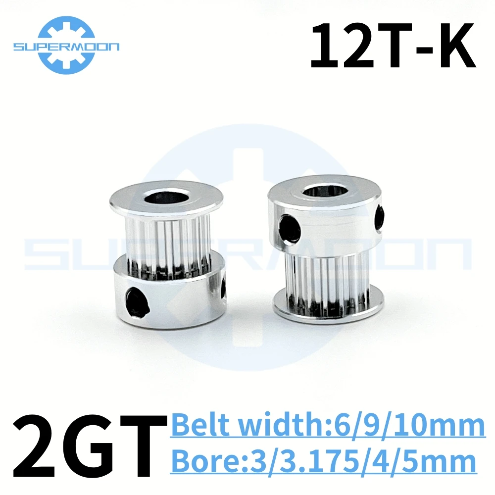 

2GT 12 Teeth Timing Belt Pulley Bore 3/3.17/4/5mm For Belt Width 6-15mm 12Teeth Synchronous Wheel Alloy Transmission Wheel GT2