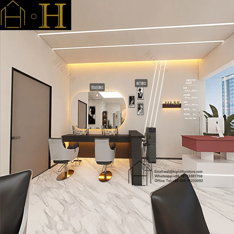 Luxury Gold Frame Single/double Side Hair Salon Mirrors Barber Station Led Salon Mirror Other Salon Furniture