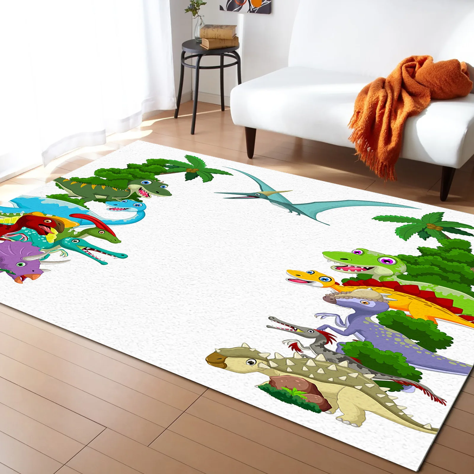 

Dinosaur Pterodactyl Grove Coconut Tree Carpet Area Rug Children's Room Living Room Bedroom Home Play Decoration Large Floor Mat