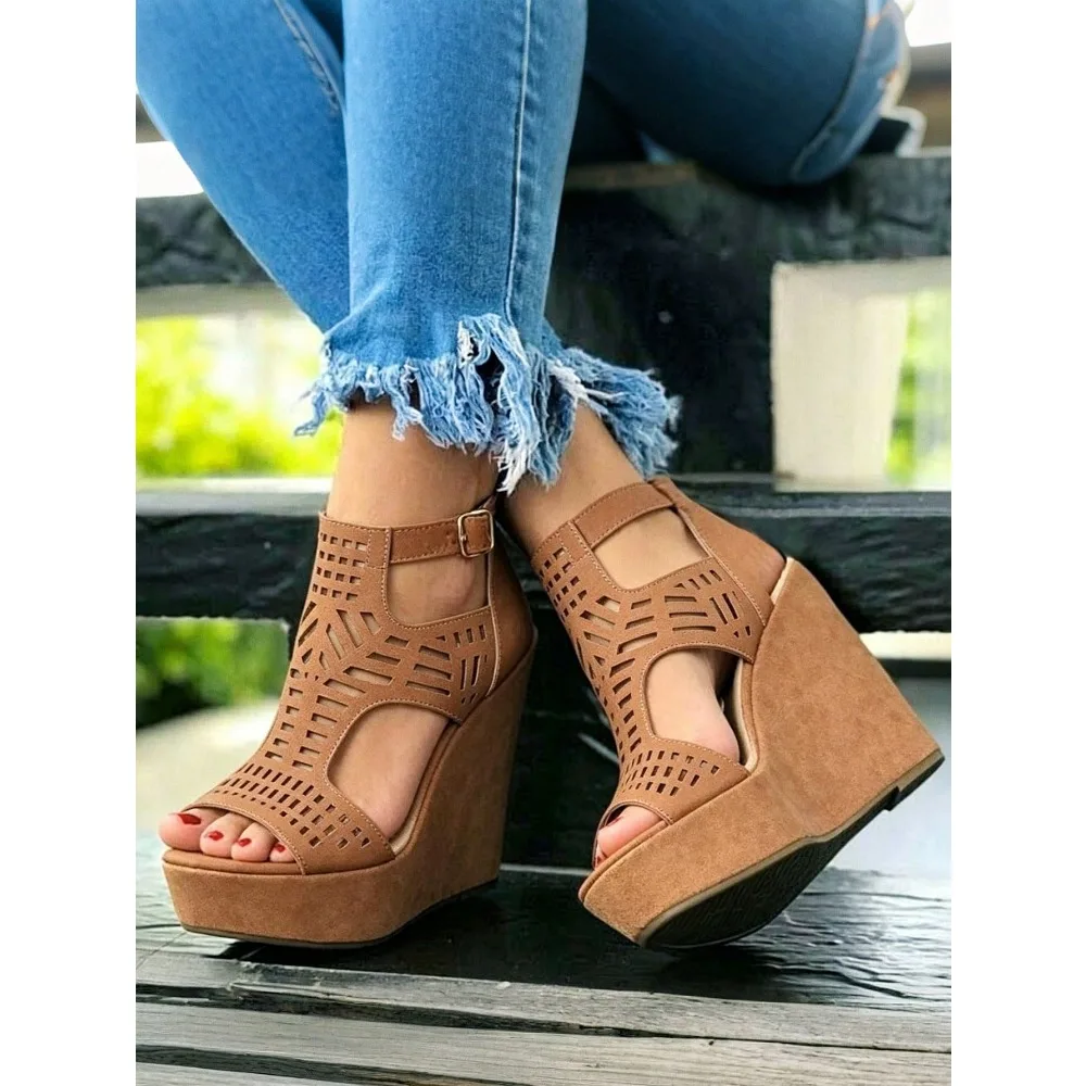 

Women's Wedge Sandals Open Toe Ankle Strap Platform Wedge Heels Fashionable Women Wedge Sandals