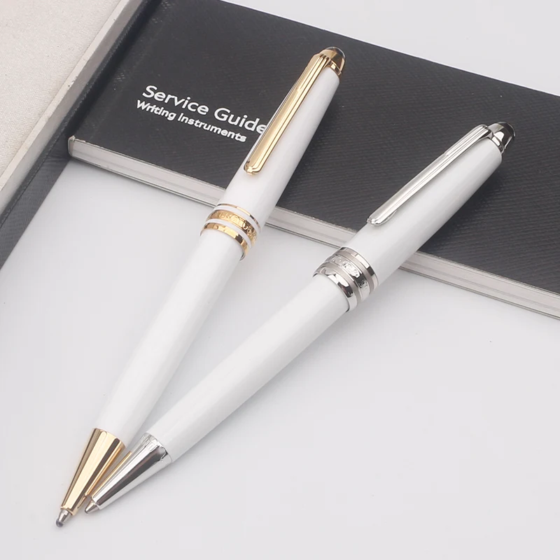 Luxury Ceramic White 163 MB Ballpoint Pen Monte Design Fashion Business Rollerball Fountain Pens Metal Silver Gold Stationery